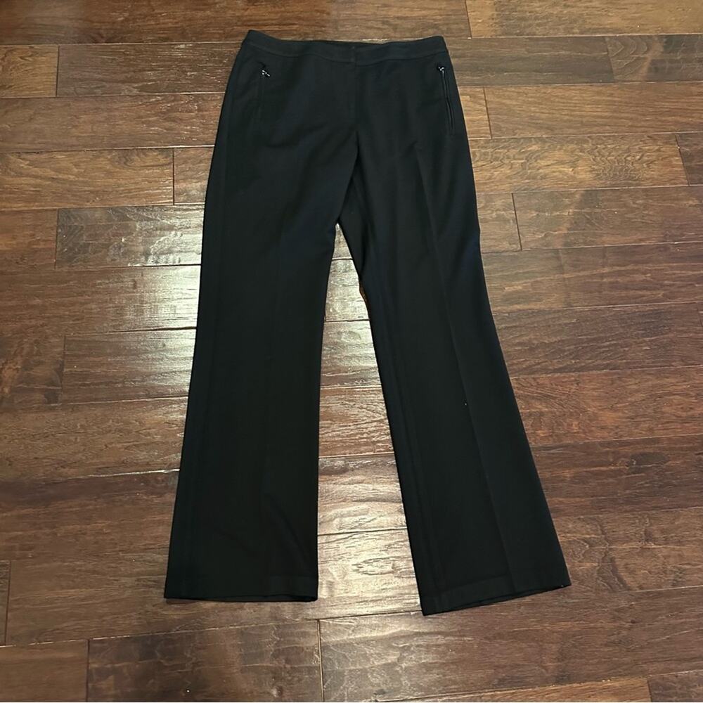 St John Collection Marie Gray Black Pants Wide Leg Pocket Classic Vintage VTG
